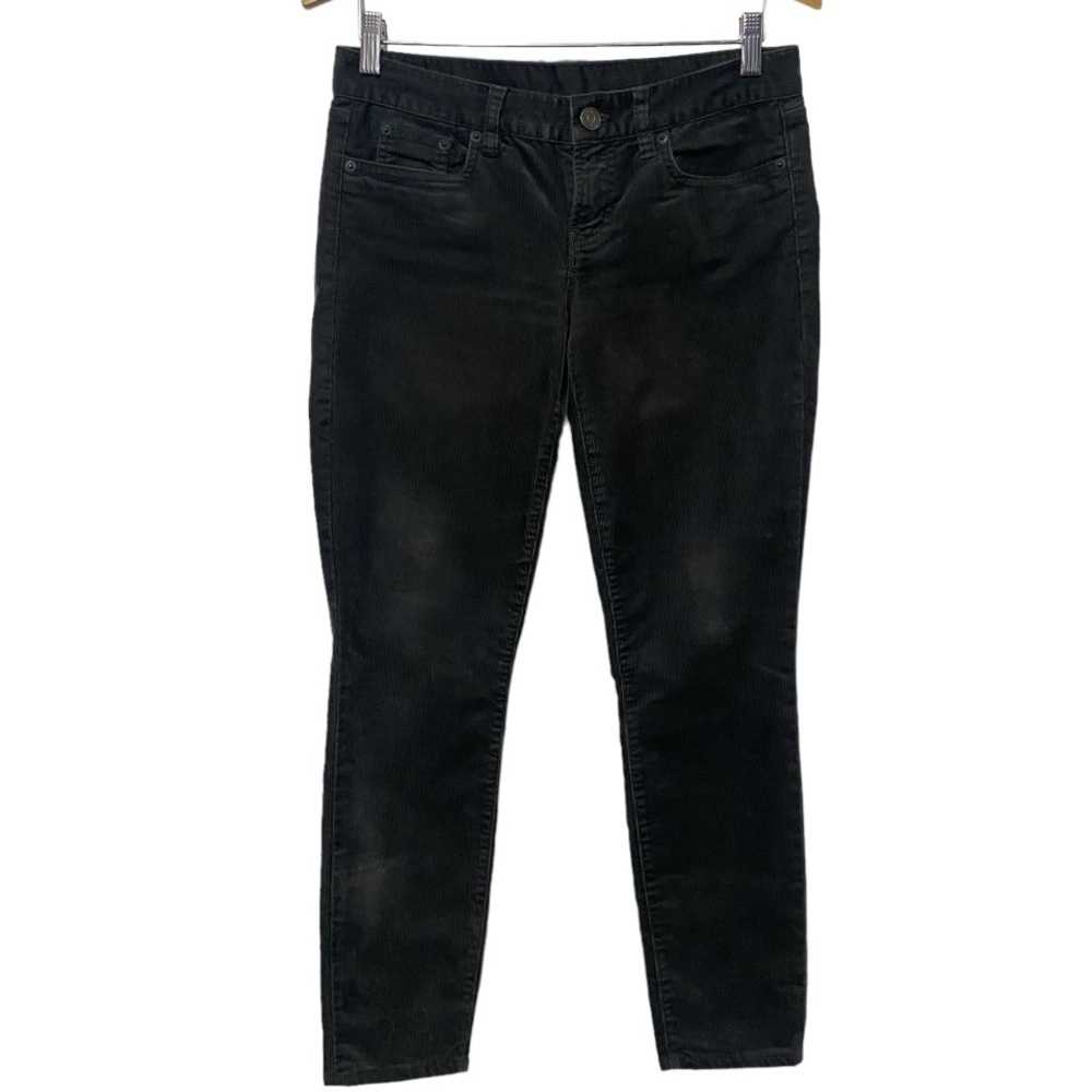 J. Crew Pants Womens Size 27 Dark Gray Corduroy Jeans Stretch Tapered Distressed